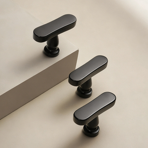 Modern Minimalist <strong>French</strong> Style T Bar Cabinet <strong>Door</strong> Handles Matte Black H59 Brass Pulls for Home Decor Projects - Product Image 2
