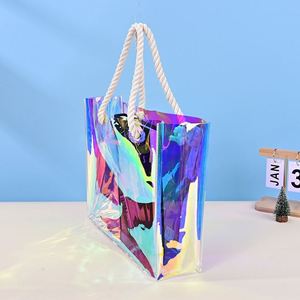 Custom Modern Folding Hologram PVC Beach <b>Tote</b> <b>Bag</b> 2024 <b>Clear</b> Laser Handbag Holographic Iridescent Shopping <b>Bags</b> - Product Image 3
