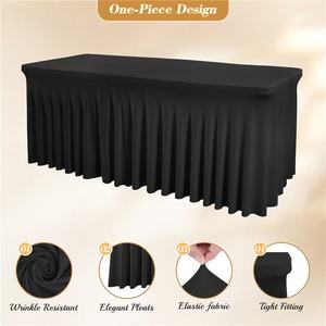 Gonna <span class=keywords><strong>da</strong></span> Tavolo in Spandex Nero di Alta Qualità, Tovaglia Plissettata per Decorazioni di Matrimoni, Feste e Banchetti - Product Image 3