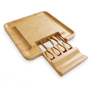 Couteau de coupe en bambou, vente en gros, prix portable Offre Spéciale, ensemble de planche à fromage avec outils