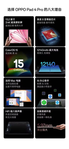 OPPO Pad4 Pro 8 Edition 3. 4K 144Hz 13MP LCD 12140mAh ชาร์จเร็ว67W Google Play <span class=keywords><strong>ColorOS</strong></span> 15.0ธุรกิจ Rockchip ใหม่ - Product Image 6