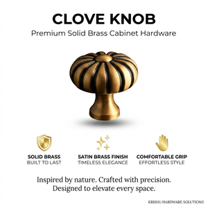 CLOVE Matte Bronze Cabinet Knob Premium Solid Brass Furniture Knob for Drawer <b>Wardrobe</b> Cupboard Kitchen Cabinet <b>Hardware</b> - Product Image 1