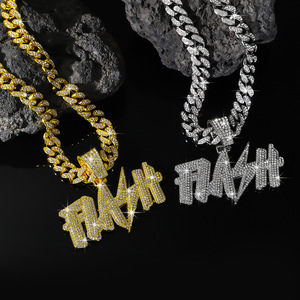 Colliers à pendentifs lettres personnalisées, modèles variés, style hip-hop, pour hommes, bijoux de mode, vente en gros - Product Image 1