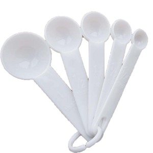 5 Piece Plastic Measuring Spoons Set White Graduated Baking Supplies Food Grade - Product Image 3