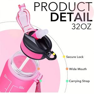 Botellas de Agua Deportivas Portátiles para Exteriores con Logotipo Personalizado, Botella de Plástico Personalizada, Taza con Degradado - Product Image 4