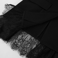 Blazers élégants pour femmes, hauts à manches longues noirs, blazers à volants en dentelle