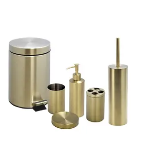 Hot Selling Household Bathroom Accessories Stainless Steel Bathroom Sets For Home Use With Soap Dispenser And Toilet Brush