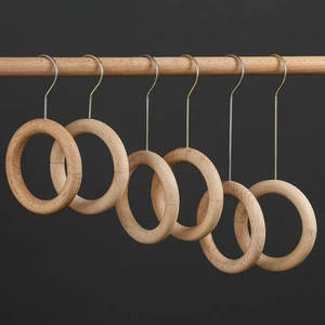 SUNBO بالجملة حلقة خشبية صلبة معلقة حلقة وشاح متعددة الوظائف سجل اللون S هوك شماعات - Product Image 5