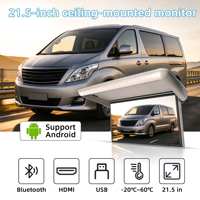 Moniteur de toit rabattable 21,5 pouces 1920x1080 LCD pour véhicule, écran Android USB BT FM universel pour voiture, camping-car, MPV, divertissement