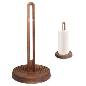Wooden Upright <b>Paper</b> Towel Holder Round Solid Wood Minimalist <b>Kitchen</b> Storage Multi Function - Product Image 3