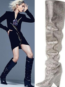 Hot Sale Women Full Rhinestone Pointed Toe <strong>Over</strong> the <strong>Knee</strong> <strong>Boots</strong> Women Bling Bling Crystal High Heel Long <strong>Boots</strong> - Product Image 4