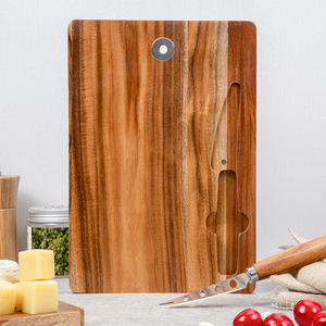 En gros, Grand ensemble de planches de découpe en bois d'acacia massif pour cuisine, avec insert pour couteau - Product Image 3