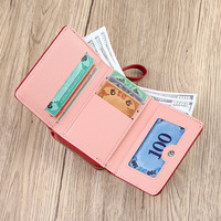 Dompet pendek wanita, dompet kartu penghalang RFID, dompet koin tahan air, dompet pendek kulit PU gaya Korea trendi