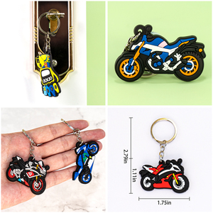 Porte-clés en gros pour casque de vélo de course, accessoires de moto personnalisés en PVC, porte-clés en acier inoxydable, cadeaux promotionnels en ligne - Product Image 2