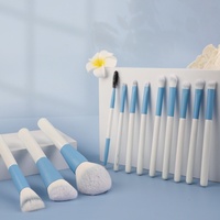 Ensemble de 12 pinceaux de maquillage professionnels en fibres synthétiques à poils doux avec manche en bois de luxe pour le visage, les lèvres, le fond de teint, pour débutants