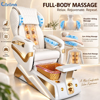Fauteuil de pédicure spa professionnel pour salon de manucure avec dossier réglable et bassin en cristal