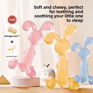 Sucette en silicone personnalisée en gros, en forme de lapin, souple, de qualité alimentaire, jouet de dentition pour bébé, apaisant pour les molaires des nourrissons, fabricant OEM/ODM - Product Image 5