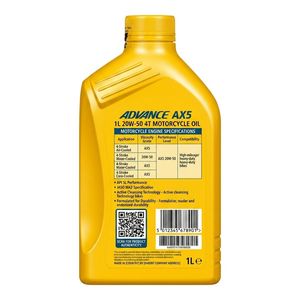 Aceite de Motor para Motocicleta <span class=keywords><strong>Shell</strong></span> AX5 <span class=keywords><strong>20w50</strong></span> 4T 1L, Aceite Mineral Premium para una Conducción Más Suave y una Mayor Vida Útil del Motor - Product Image 4