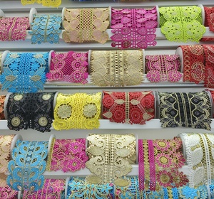 AFFINITY Glitter Rhinestone Trimmings <strong>African</strong> Guipure Embroidery Lace Trim for <strong>Tailoring</strong> Materials and Accessories Clothing - Product Image 3