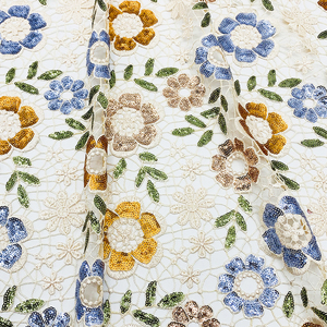 Wholesale Price Bridal Luxury Sequined Net Wedding Dress Pearls Sequin French for Pink Mesh <strong>Heavy</strong> Tulle Beaded <strong>Lace</strong> <strong>Fabric</strong> - Product Image 6