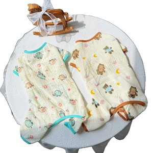 Pet Dog Cotton Pajamas Light Blue And Light Yellow Cartoon <b>Elephant</b> Print Breathable Summer Clothes For Small Dogs - Product Image 4