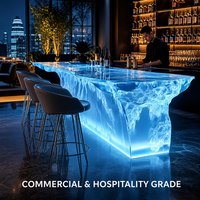 Comptoir de bar en cristal translucide personnalisé Luca Luxury, rétroéclairé par LED, en résine acrylique transparente, pour hôtel, maison, villa