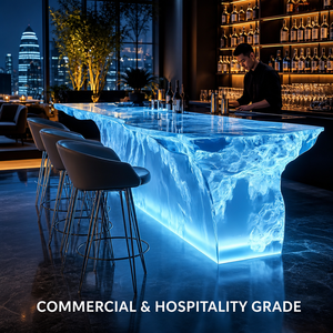 Comptoir de bar en cristal translucide sur mesure de luxe, rétroéclairé par LED, en résine acrylique transparente, îlot de cuisine <span class=keywords><strong>pour</strong></span> hôtel, maison, villa - Product Image 2