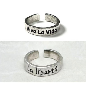 Anillos chapados en plata antiguos ajustables con apertura Retro, grabado de palabras inspiradoras, anillos Viva <span class=keywords><strong>La</strong></span> Vida <span class=keywords><strong>La</strong></span> <span class=keywords><strong>Liberte</strong></span>, regalos para mujeres - Product Image 1
