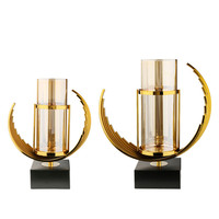 Vase cylindrique en verre et métal doré, style nordique moderne, ornement de bureau, centre de table pour mariage, décoration de table