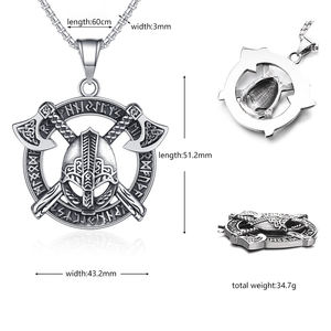 Decoración de acero <span class=keywords><strong>Guerrero</strong></span> espartano europeo y <span class=keywords><strong>americano</strong></span> Doble hacha Collar de acero inoxidable Accesorios de acero de titanio - Product Image 2