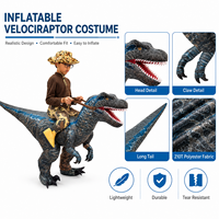 Costume gonflable de Velociraptor, tenue de dinosaure portable, taille 1,2 m, durable, pour festivals et défilés en extérieur, facile à utiliser