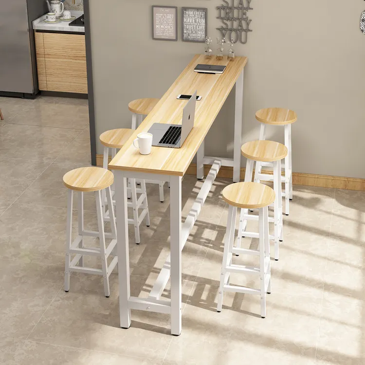 새로운 Designmodern 나무 홈 주방 호텔 Fastfood 레스토랑 테이블 높이 바 테이블 및 의자