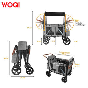 Poussette bébé Woqi 85x52x138 cm, cadre en alliage d'aluminium, capacité de charge de 150 kg, 0-3 ans, couleur grise, pliable d'une seule main - Product Image 2