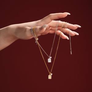 Dylam Joyería Fina de Moda, Cadena de Plata 925 con Zirconia 5A, Collares con Colgante de Palabra China que Significa Enriquecerse para Mujer - Product Image 2