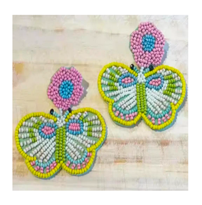 Pendientes bordados amarillos inspirados en la naturaleza para mujer Diseño de flores ecológico Joyería tejida a mano para fiestas - Product Image 5