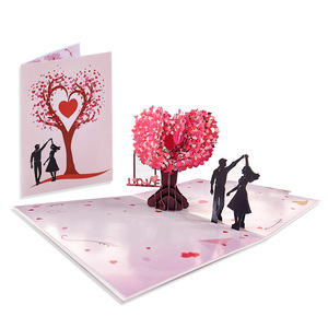 Explosive 3D Heart-Shape Tree Folded Gift Card with Customized Color 20x15cm for Christmas Holiday Use-Unique Stylish Gift Idea