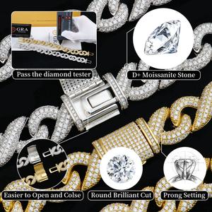 Joyería Premium de Plata de Ley 925, Estilo Hip Hop, Completamente Engastada con Diamantes Moissanite de 16 mm Pulsera de Cadena Cubana de 8 Estilos para Hombre - Product Image 5