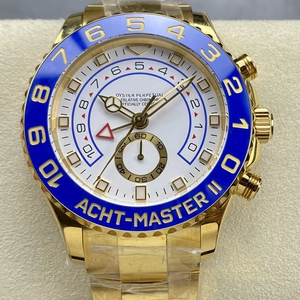 นาฬิกากันน้ำคุณภาพดีที่สุด ระดับหรูหรา ขนาด 44 มม. ผลิตโดยโรงงาน KF รุ่น 116688 ตัวเรือนเหล็ก 904L กลไก 7750 สีทอง หน้าปัดเซรามิกสีน้ำเงิน นาฬิกาแบบ Yacht - Product Image 1