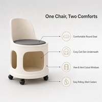 Chaise partagée USMILEPET pour humains et animaux avec niche pour chat intégrée, roulettes faciles à déplacer pour la décoration de meubles de salon moderne