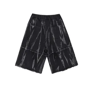 Men's Comfort Flex Waistband Jean Shorts Denim Washed Distressed Cargo Shorts Rugged Men Cargo Shorts