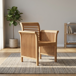 Silla de Jardín y Comedor de Madera de Teca Sólida de Estilo Escandinavo Moderno con Patas Cónicas Resistentes para Uso en Parques - Product Image 1