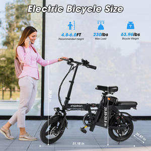Bicicletta elettrica pieghevole Mini dimensioni 400W 48V 14 pollici bici elettrica da città pieghevole bici da pendolare pieghevole bici - Product Image 5