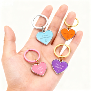 Factory Custom Logo Promotional Heart Series Metal Enamel Keychain with Custom Color Shape Fashion Waterproof Lightweight Design