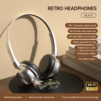 Casque sans fil de style rétro, réduction de bruit ENC, Bluetooth 5.3 avec contrôle personnalisé via application