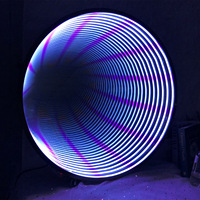 Boîte à lumière personnalisée pour entreprise, ronde, RVB, miroir abyssal coloré, enseigne lumineuse néon, enseigne publicitaire miroir multicouche