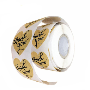 Hoja de oro de impresión de vinilo etiqueta engomada de la etiqueta de forma de <span class=keywords><strong>corazón</strong></span> <span class=keywords><strong>gracias</strong></span> pegatinas para embalaje - Product Image 4