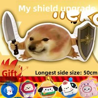 Coussin en peluche amusant Chien Épée et Bouclier, Jouet en peluche Chiot Shiba Inu, Poupée à câliner pour dormir, Cadeau d'anniversaire 31cm-50cm Unisexe