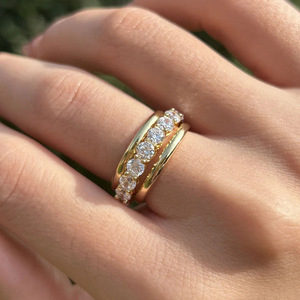 Bague d'éternité classique en argent S925 plaqué or 18 carats avec zircon, bague d'éternité complète en argent sterling 925 avec zircon cubique rond - Product Image 2