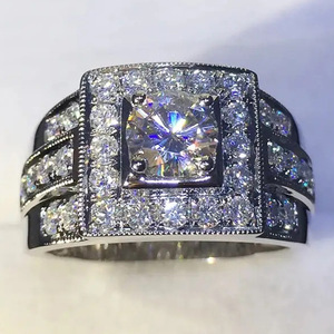 Bague en or blanc avec diamant taille princesse, pierre centrale en diamant naturel couleur D, pour femme, idéale pour les fiançailles - Product Image 2