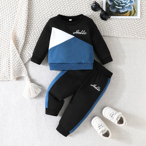 Conjunto de Dos Piezas con Estampado de Letras para Niños, Camiseta de Manga Larga, Pantalones Deportivos Casuales, Ropa de Lana para Niños, Primavera/Otoño, Tallas 6-24 - Product Image 1